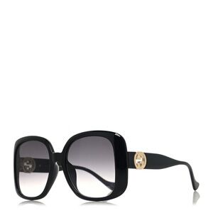 Gucci Black Oversize Logo GG Interlocking Sunglasses NEW